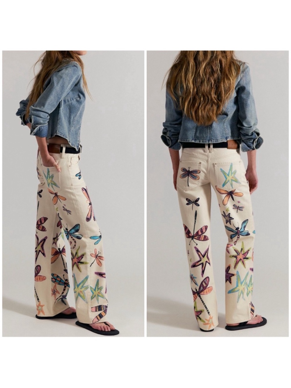 Free People We The Free Tennessee Low-Rise Illusions Jeans Dragonfly Size 26 NWT
